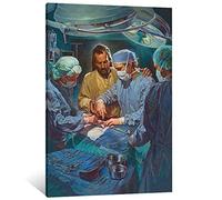 Arte de pared cristiano de Jesús en la sala de operaciones, regalo para decoración de Navidad, hijo de Dios, lienzo para pared, impresiones artísticas sobre lienzo envuelto, cuadro para oficina, 30 x