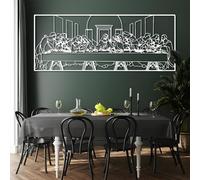 Arte de Pared Cristiano de Metal Negro, decoración de Pared Minimalista Religiosa de la Última Cena, Escultura de Arte Moderno para Sala de Estar, Dormitorio, Pasillo y escaleras.