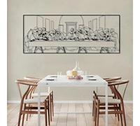 Arte de Pared Cristiano de Metal Negro, decoración de Pared Minimalista Religiosa de la Última Cena, Escultura de Arte Moderno para Sala de Estar, Dormitorio, Pasillo y escaleras.