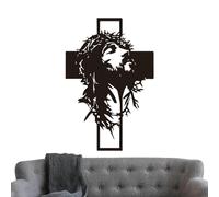 Arte de pared cristiano - Negro vertical colgante, escultura de madera con tema religioso, decoración cristiana con función colgante, de pared, arte cristiano para el hogar, lugar de trabajo