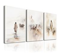 Arte de pared cristiano para decoración de Jesús, 3 piezas, arte de pared de Jesús, cristiano, religión, lienzo, decoración de pared, arte bohemio de Jesús, pósteres, impresiones para sala de estar,