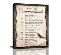 Arte de pared de 10 mandamientos vintage de diez mandamientos, decoración de pared, versículos de la Biblia cristiana, citas de águila calva, lienzo impreso, escritura religiosa, obra de arte