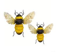 Arte de pared de abeja de hierro para exteriores, juego de 2, esculturas colgantes de jardín de metal hechas para resistencia contra elementos