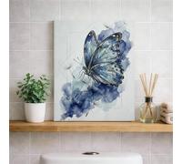 Arte de pared de acuarela de mariposa azul, elegante impresión en lienzo floral, decoración de primavera para sala de estar, dormitorio, oficina, decoración estética del hogar, 8 x 10 pulgadas