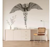 Arte de Pared de ángel Negro de Metal, alas de ángel guardianas Grandes de Metal para decoración del hogar, Escultura Moderna de Arte de ángel para Sala de Estar, Dormitorio, Pasillo y escal