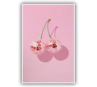 Arte de pared de bola de discoteca, lienzo estético preparado, decoración de pared, póster de bola de discoteca, arte de pared moderno y funky, arte de pared de cerezo, cuadros retro vintage, pintura