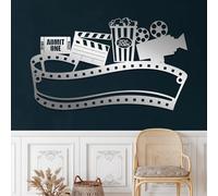 Arte de Pared de Cine de Metal Plateado, Tira de película de Palomitas de maíz de Metal, decoración de Pared de Arte Vintage, Escultura Moderna de decoración de Obras de Teatro para Sala d