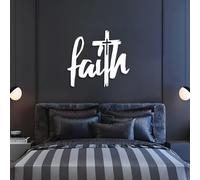 Arte de pared de cruz de fe de metal, decoración de iglesia espiritual cristiana, escultura moderna para sala de estar, dormitorio, pasillo