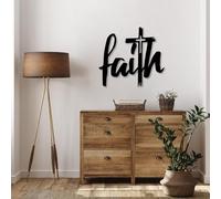 Arte de pared de cruz de fe de metal, decoración de iglesia espiritual cristiana, escultura moderna para sala de estar, dormitorio, pasillo