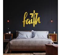 Arte de pared de cruz de fe de metal, decoración de iglesia espiritual cristiana, escultura moderna para sala de estar, dormitorio, pasillo