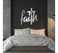 Arte de Pared de Cruz de fe Negra de Metal, decoración de Arte de Pared de Sala de Estar de Iglesia Espiritual Cristiana de Metal, decoración de Obra de Arte de Cruz de fe, Escultura de