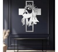 Arte de Pared de Cruz de Jesús de Metal Plateado, decoración de Pared de Arte Grande de Iglesia Cristiana de Metal, Escultura Moderna de decoración de Obra de Arte de Cruz para Sala de EST