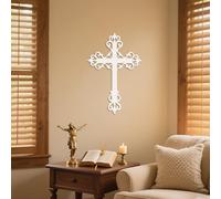 Arte de Pared de Cruz Negra de Metal, decoración de Arte de Pared Espiritual Cristiano de Metal, Escultura de Arte Moderno de decoración de Cruz para Sala de Estar, Dormitorio, Pasillo