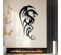 Arte de Pared de dragón Negro de Metal, decoración de Arte de Pared mitológica de Criatura fantástica de Metal, decoración de Arte de dragón, Escultura Moderna para Sala de Estar, Dormitorio