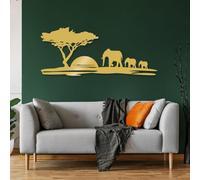 Arte de Pared de Elefante al Atardecer en Metal Negro, decoración de Pared de Familia de Safari Africano en Metal, decoración de Arte de Vida Silvestre de Elefante, Escultura Moderna para s