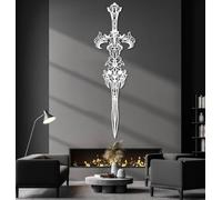 Arte de Pared de Espada de Metal, decoración de Pared de Espada mágica de Metal,diados de Siglo, decoración de Pared de fantasía, decoración de Pared para Sala de Estar (Blanco, 150 x 45 cm)
