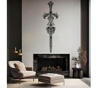 Arte de Pared de Espada de Metal, decoración de Pared de Espada mágica de Metal,os de Siglo, decoración de Pared de fantasía, decoración de Pared para Sala de Estar (Negro, 59"x18"|150x45cm)