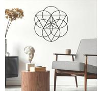 Arte de Pared de geometría Sagrada de Metal Negro, decoración de Pared de meditación Zen de Flor de la Vida de Metal, decoración de Obra de Arte de geometría Sagrada, Escultura de Arte
