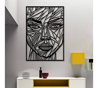 Arte de Pared de Hierro Cortado con precisión de Primera Calidad, decoración de Metal Resistente a la oxidación con Rostro de Mujer Moderna, Arte Lineal, Escultura Facial de Mujer Abstracta, decoraci