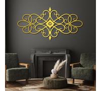 Arte de Pared de Hierro Forjado con volutas Doradas de Metal, Arte de Pared Elegante de Metal Vintage para el hogar, decoración de Arte de Hierro Forjado con volutas, Escultura Moderna para la Decora