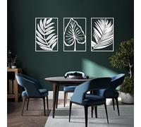 Arte de Pared de Hojas Tropicales Negras de Metal, decoración de Pared Minimalista de Hoja de Palma de Metal Estilo Granja, decoración de Arte de Hojas Escultura Moderna para Sala de Estar,