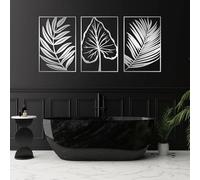 Arte de Pared de Hojas Tropicales Negras de Metal, decoración Minimalista de Arte de Pared de Hoja de Palma de Metal Estilo Granja, decoración de Arte de Hojas Escultura Moderna para Sala de