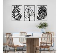 Arte de Pared de Hojas Tropicales Negras de Metal, decoración Minimalista de Arte de Pared de Palmera de Hoja de Metal Estilo Granja, decoración de Arte de Hojas Escultura Moderna para Sala