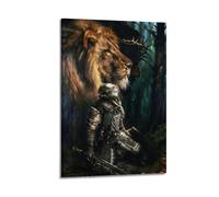 Arte de pared de Jesucristo, el león de Judá con Jesús, póster de guerrero de Cristo, lienzo cristiano de Dios para decoración de sala de estar y dormitorio, 30 x 45 cm