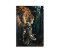 Arte de pared de Jesucristo, el león de Judá con Jesús, póster de guerrero de Cristo, lienzo cristiano de Dios para decoración de sala de estar y dormitorio, 20 x 30 cm