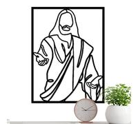 Arte de pared de Jesús de metal negro, arte de pared cristiano de metal - 33 x 3 cm mural de Jesús negro de metal, decoración de pared de metal negro, arte de pared religioso, arte de metal, Wa