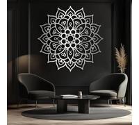 Arte de Pared de Mandala de Metal Negro, decoración de Pared de Metal con Arte Espiritual de Yoga y meditación, Escultura Moderna Decorativa de Mandala para Sala de Estar, Dormitorio, p