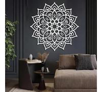 Arte de Pared de Mandala de Metal Negro, decoración de Pared de Metal para meditación Espiritual de Yoga, Escultura Moderna de Mandala para Sala de Estar, Dormitorio, Pasillo y Escalera