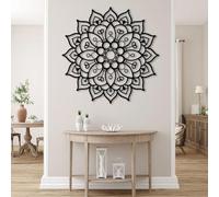 Arte de Pared de Mandala de Metal Negro, decoración de Pared de Metal para meditación Espiritual de Yoga, Escultura Moderna de Mandala para Sala de Estar, Dormitorio, Pasillo y Escalera