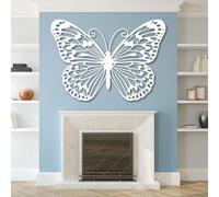Arte de Pared de Mariposa Blanca de Metal, Elegante decoración de Pared de Arte de Naturaleza para jardín Exterior, Escultura Moderna de Arte de Mariposa para Sala de Estar, Dormitorio, pasi