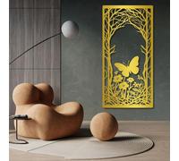 Arte de Pared de Mariposa y Flor de Metal Negro, decoración de Pared de Arte botánico de Naturaleza de Metal, decoración rústica de Granja para Sala de Estar, Dormitorio, Pasillo y escaleras