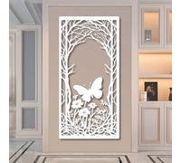 Arte de Pared de Mariposa y Flor de Metal Negro, decoración de Pared de Arte botánico de Naturaleza de Metal, decoración rústica de Arte de Granja para Sala de Estar, Dormitorio, Pasillo y e