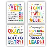 Arte de pared de mentalidad de crecimiento, arte de pared motivacional, pintura artística con citas inspiradoras, impresiones artísticas de frases motivacionales, arte de decoración para profesores