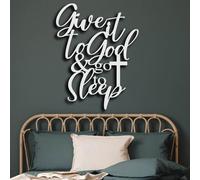 Arte de Pared de Metal Blanco Dáselo a Dios, decoración de Pared de Metal Cristiano sobre Dormitorio, Escultura Moderna con Cita Religiosa para Sala de Estar, Dormitorio, Pasillo y escal