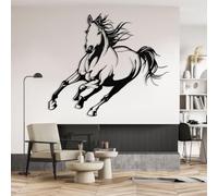 Arte de Pared de Metal con Caballo Corriendo, decoración de Caballo Colgante, Caballo Grande, decoración de Granja, Regalo para Amantes de los Caballos (Negro, 61 x 76 cm