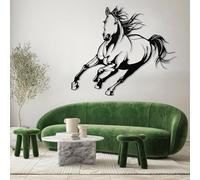 Arte de Pared de Metal con Caballo Corriendo, decoración de Caballo Colgante, Caballo Grande, decoración de Granja, Regalo para Amantes de los Caballos (Negro, 38 x 47 cm