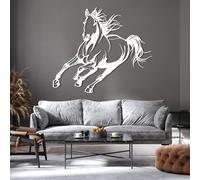 Arte de Pared de Metal con Caballo Corriendo, decoración de Caballo Colgante, Caballo Grande, decoración de Granja, Regalo para Amantes de los Caballos (Blanco, 61 x 76 c