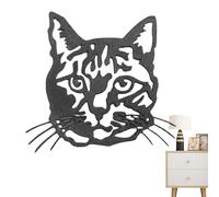 Arte de pared de metal con cabeza de animal, decoración de pared, gato, hipopótamo, hierro, con cuernos, de orejas grandes, cabra para patio