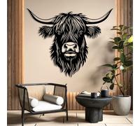 Arte de pared de metal con cabeza de toro, decoración de pared con cabeza de toro, letreros de pared con arte de toro, for sala de estar, dormitorio, oficina y pasillo(80x64 cm/31x25 in)
