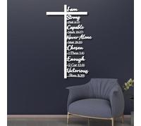 Arte de Pared de Metal con Cruz Blanca y versículo bíblico, decoración de Pared de Metal para Iglesia Cristiana, Sala de oración, Escultura Moderna Decorativa con Obras de Las Escrituras p