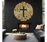 Arte de Pared de Metal con Cruz de Jesús, decoración de Pared Cristiana, Padre Nuestro, Padre Nuestro, Cruces bíblicas para decoración del hogar (Dorado, 80 x 80 cm)