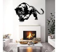 Arte de Pared de Metal con diseño de Pantera, decoración de Pantera, Colgante de Pantera, Animal Salvaje, decoración de Granja, Regalo para Amantes de Las panteras (Negro