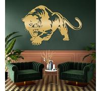 Arte de Pared de Metal con diseño de Pantera, decoración de Pantera, Colgante de Pantera, Animal Salvaje, decoración de Granja, Regalo para Amantes de Las panteras (dorad