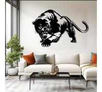 Arte de Pared de Metal con diseño de Pantera, decoración de Pantera, Colgante de Pantera, Animal Salvaje, decoración de Granja, Regalo para Amantes de Las panteras (Negro