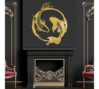 Arte de pared de metal con diseño de pez koi con diseño de Yin Yang, decoración de Feng Shui para el hogar moderno, sala de estar, dormitorio, pasillo y escaleras