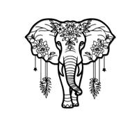 Arte de pared de metal con elefante, nueva decoración de pared con diseño floral de elefante, arte de pared con vida silvestre, decoración de habitación bohemia for dormitorio,sala de estar,oficina